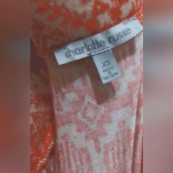 CHARLOTTE Russe Ankle Length Straight Side Slit Skirt Pink and White/Cream XS - Picture 4 of 4